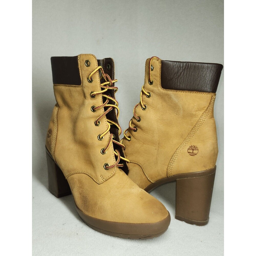 TIMBERLAND Women's Allington 3.5-Inch Heels Lace Boots A1SEE Nubuck  Size 8.5